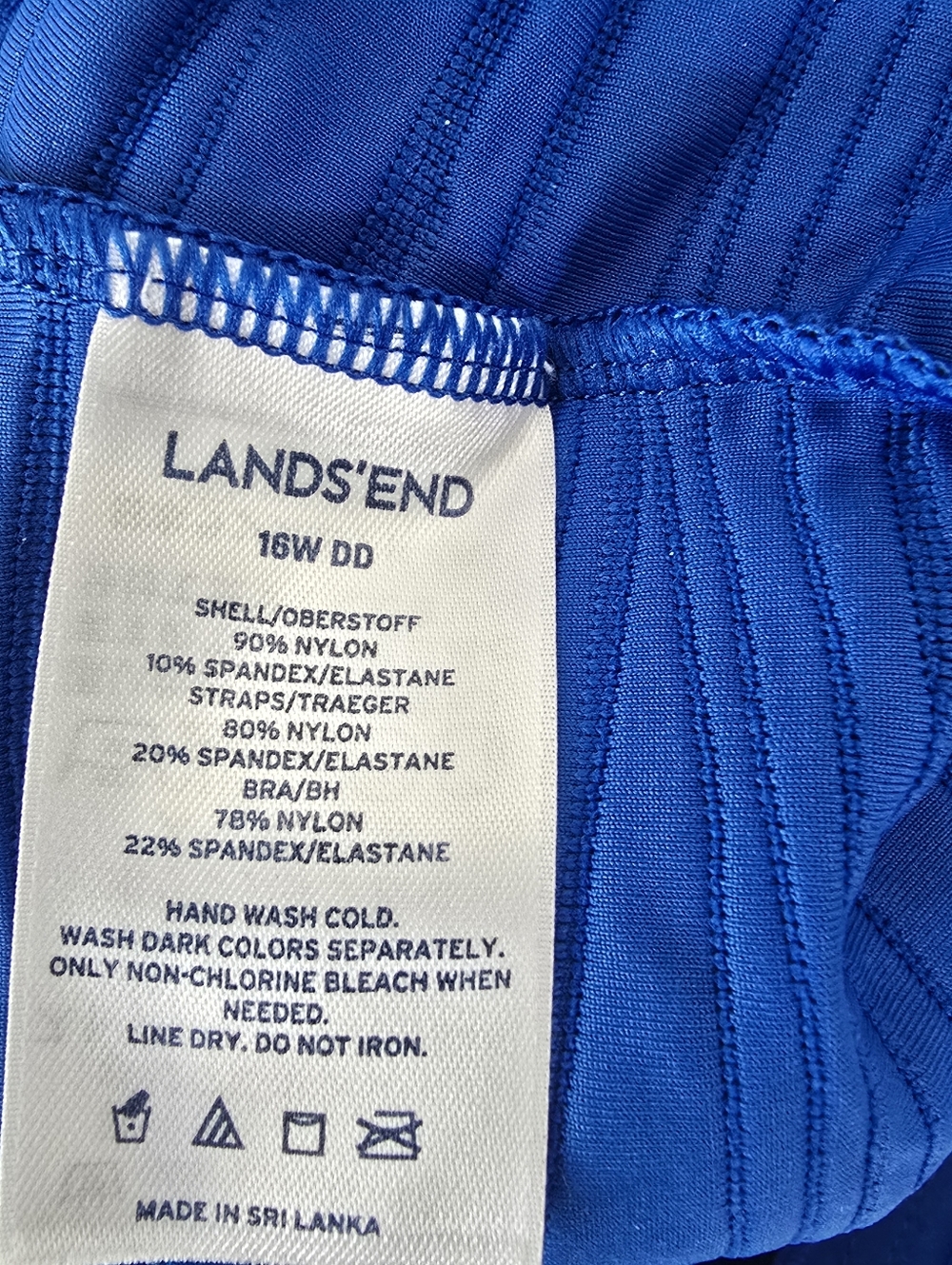 Lands End Textured Square Neck Tankini Skirt Swim Set 16W DD Royal Blue - Picture 12 of 12